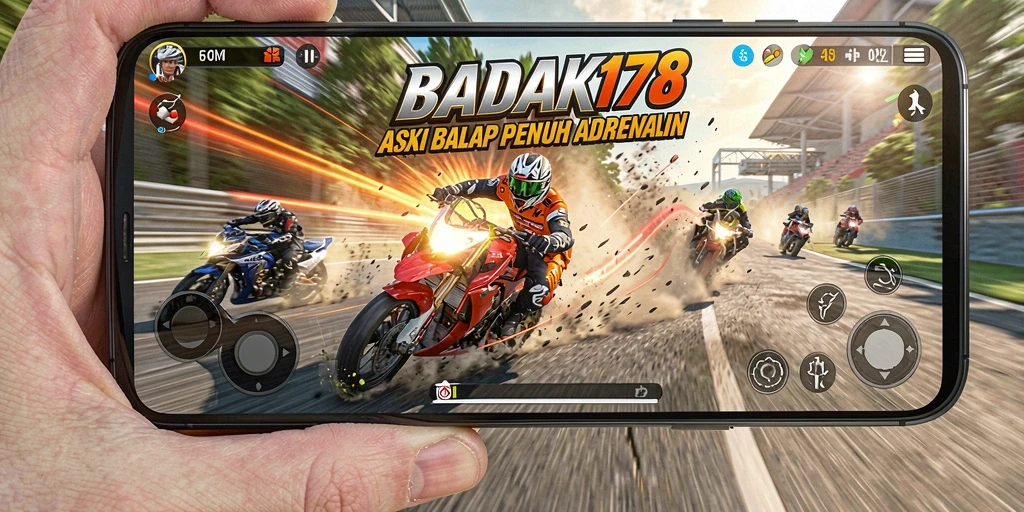 Tangkapan layar gameplay <strong>BADAK178</strong> menunjukkan aksi balapan yang mendebarkan.