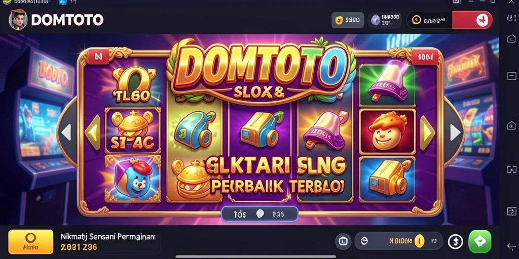 Screenshot utama DOMTOTO menunjukkan gameplay slot yang mendebarkan.
