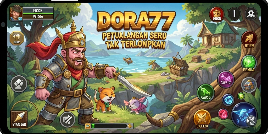 Tampilan gameplay DORA77 yang penuh aksi dan petualangan.