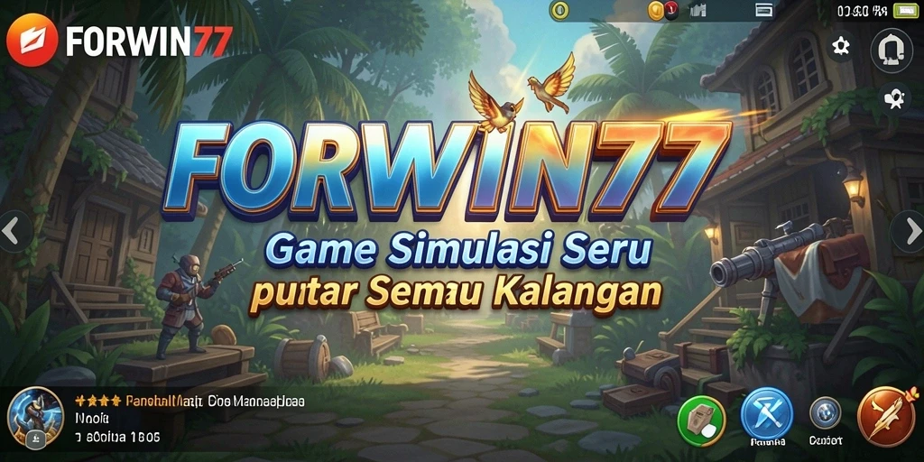 Tampilan gameplay seru dalam FORWIN77 yang menunjukkan interaksi pemain.
