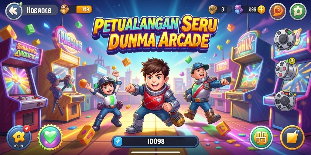 Screenshot gameplay ID098 yang menampilkan aksi seru di level Arcade.
