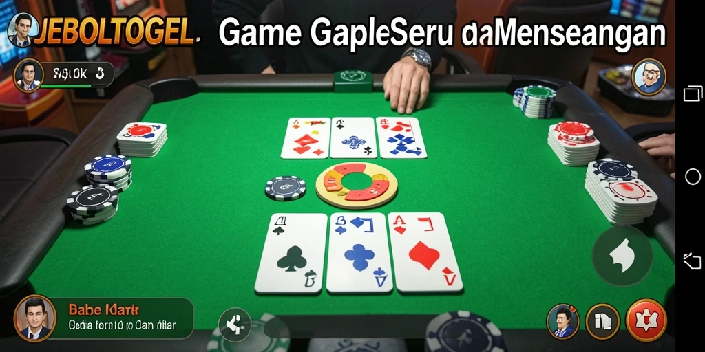Screenshot utama JEBOLTOGEL menampilkan permainan Gaple yang penuh warna.