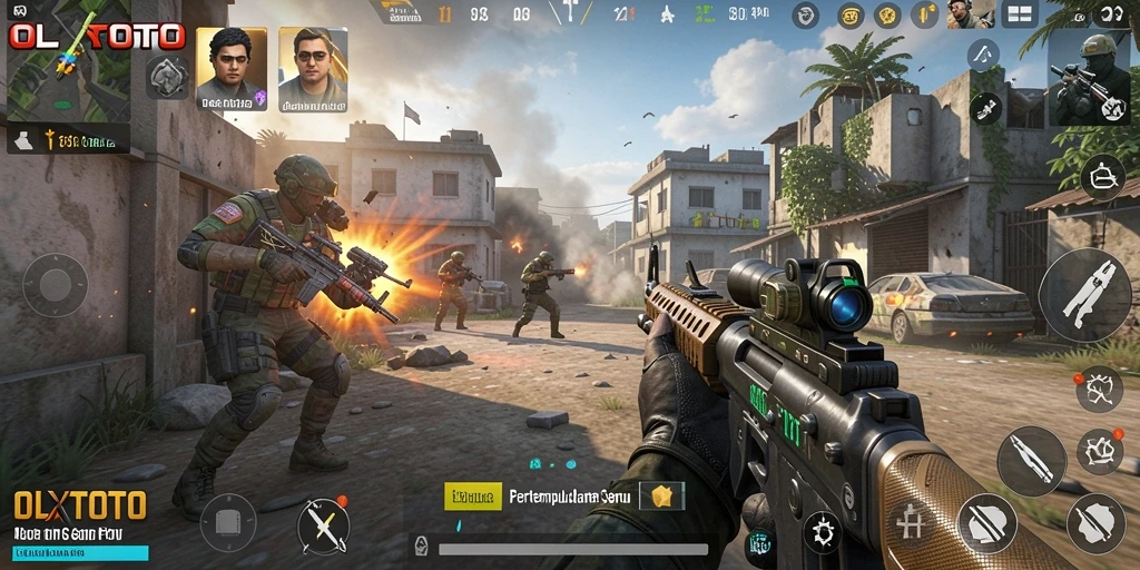 Screenshot gameplay OLXTOTO yang mendebarkan dalam aksi FPS.