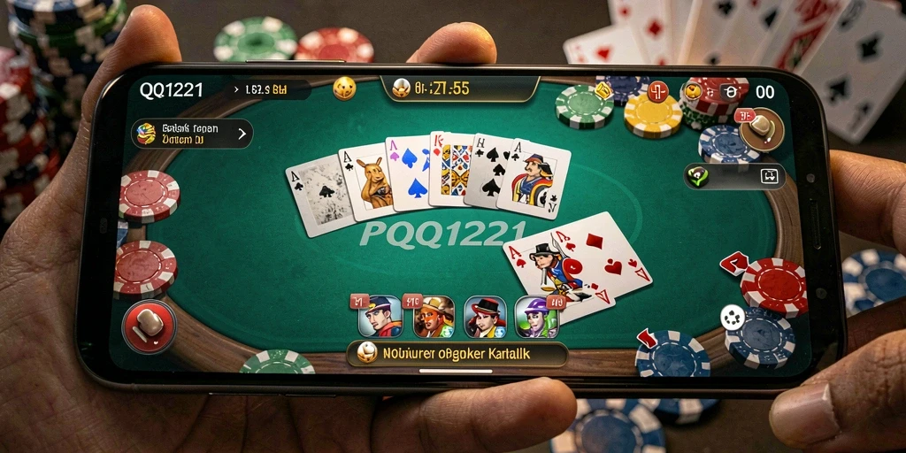 Tampilan utama QQ1221 menampilkan gameplay Poker yang seru dan interaktif.