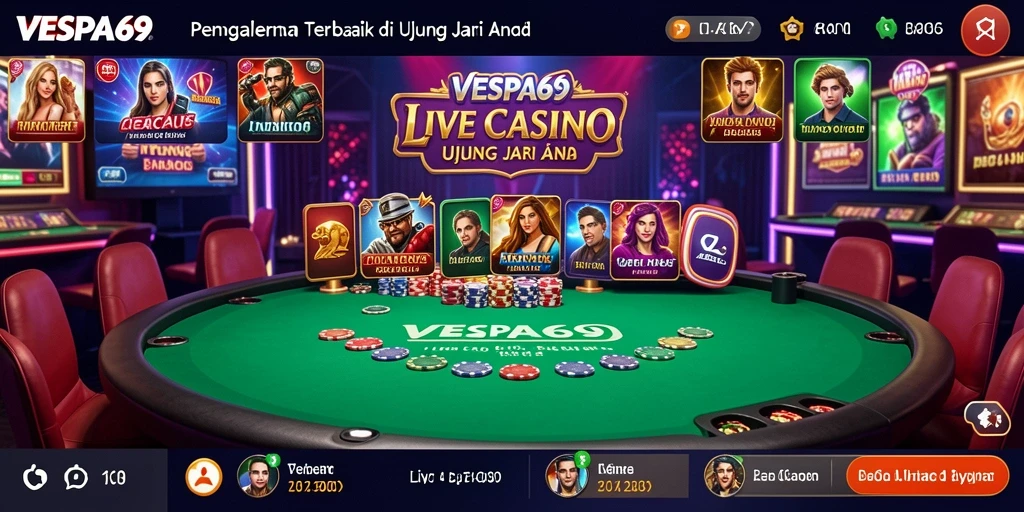 Tampilan gameplay Live Casino yang menarik dan interaktif dari VESPA69.